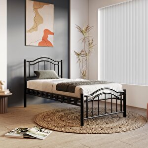 Belinay Tek Kişilik Ferforje Siyah Metal Karyola 100x200