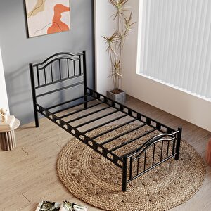 Belinay Tek Kişilik Ferforje Siyah Metal Karyola 100x200