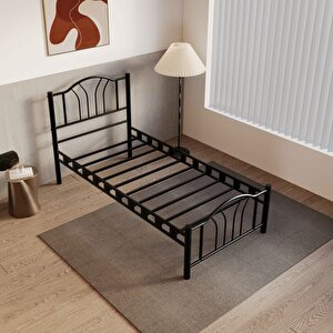 Bella Tek Kişilik Ferforje Metal Siyah Karyola 120x200