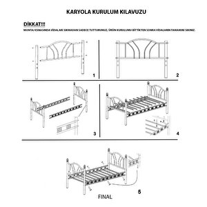 Argimo Bella Tek Kişilik Ferforje Metal Siyah Karyola 90x190