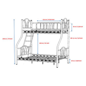 Argimo İmaj 3 Kişilik Metal Siyah Ranza 90x190 Ve 140x190