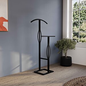 Dilsiz Uşak Metal Elbise Askılık Siyah