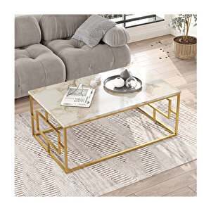 Atlantis Gold Metal Orta Sehpa Mermer