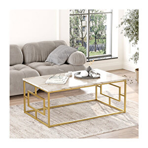 Atlantis Gold Metal Orta Sehpa Mermer