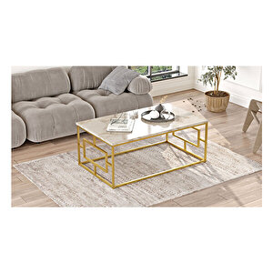 Atlantis Gold Metal Orta Sehpa Mermer