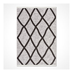 Alice Geometrik Desen Gri Siyah Halı 611414 100x200 cm