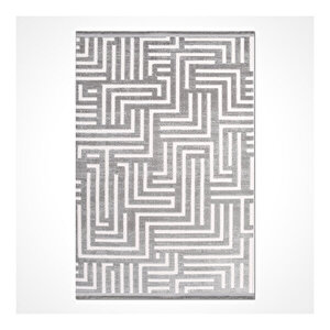 Legro Gri Beyaz Geometrik Desen Halı 611553 100x200 cm