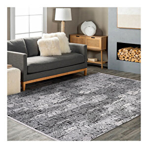 Sun Gri Siyah Modern Halı 616600 100x200 cm