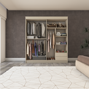 Sürgülü Gardırop iki Kapaklı 180/210cm (KOTON VİZON)