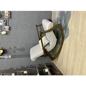 Ekol Ceviz Taş Rengi Sallanan Sandalye Modern Dinlenme Emzirme Baba Tv Okuma Koltuğu Berjer Taş Gri