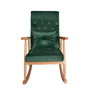 Trend Naturel Zümrüt Yeşil Kapitoneli Sallanan Sandalye Dinlenme Emzirme Baba Okuma Koltuğu Berjer Yeşil