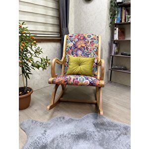 Rustik Naturel Retro Sallanan Sandalye Dinlenme Emzirme Baba Tv Okuma Uzanma Koltuğu Berjer Sarı