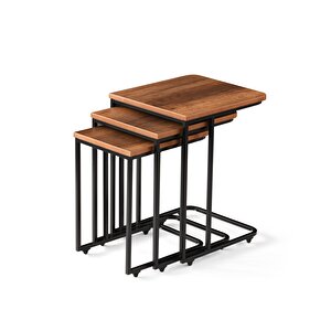 Tekerlekli C Zigon Sehpa, Ceviz - Siyah