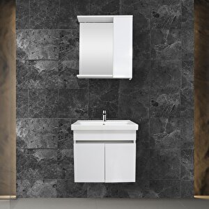 Koza Banyo Dolabı Seti, 60 Cm Beyaz, Lavabo Dahil Lavabolu 60 cm