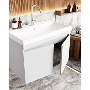 Koza Banyo Dolabı Seti 60 Cm Beyaz Lavabo Dahil, Lavabolu.. 60 cm