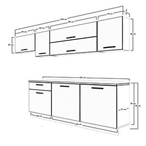Ekol 240 Mdf Hazır Mutfak Dolabı Bordo