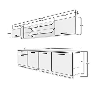 Ekol 280 Mdf Hazır Mutfak Dolabı Antrasit Beyaz