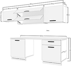 Elite 220 Mdf Hazır Mutfak Dolabı Bordo Beyaz