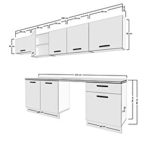 Elite 280 Mdf Hazır Mutfak Dolabı Bordo Beyaz