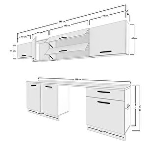 Elite 280y Mdf Hazır Mutfak Dolabı Pera Beyaz