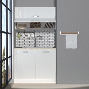 Mini 100y Mdf Hazır Mutfak Dolabı Parlak Beyaz