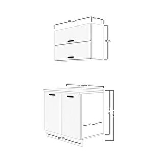 Mini 100y Mdf Hazır Mutfak Dolabı Parlak Beyaz