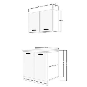 Mini 90 Mdf Hazır Mutfak Dolabı Ceviz Beyaz