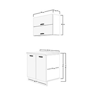 Mini 90y Mdf Hazır Mutfak Dolabı Bordo Beyaz
