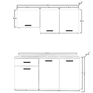 Naturel 160 Mdf Hazır Mutfak Dolabı Naturel Ceviz