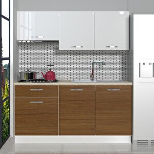 Naturel 160 Mdf Hazır Mutfak Dolabı Ceviz Beyaz