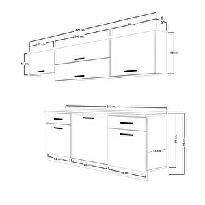 Prestij 220 Mdf Hazır Mutfak Dolabı Naturel Pera