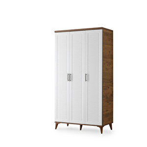Guneystore Paris 3 Kapaklı Komple Mdf Atlantik Çam-beyaz Gardırop