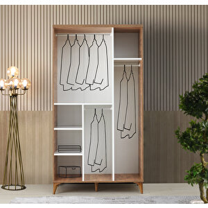 Guneystore Paris 3 Kapaklı Komple Mdf Atlantik Çam-beyaz Gardırop