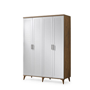 Guneystore Paris 4 Kapaklı Komple Mdf Atlantik Çam-beyaz Gardırop