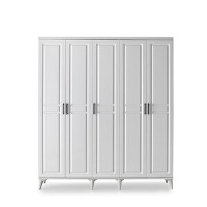 Guneystore Sport 5 Kapaklı Komple Mdf Beyaz Gardırop