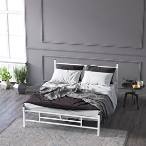 Defne Metal Karyola 140x190 Cm Beyaz