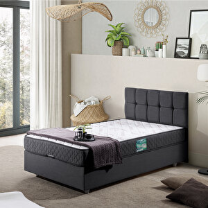Berlin Tek Kişilik Baza Başlık Comfort Yatak Seti Antrasit 90x190 cm