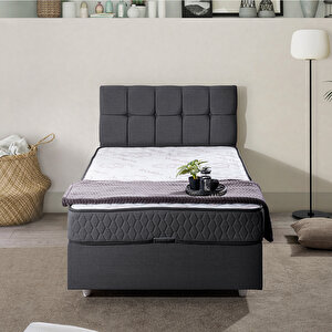 Berlin Tek Kişilik Baza Başlık Comfort Yatak Seti Antrasit 90x200 cm