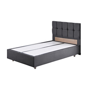 Berlin Tek Kişilik Baza Başlık Comfort Yatak Seti Antrasit 100x200 cm