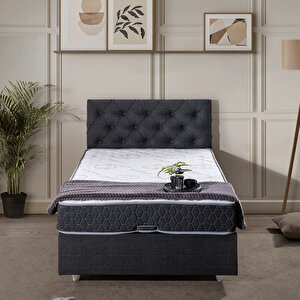 Eylül Tek Kişilik Baza Başlık Comfort Yatak Seti Antrasit 100x200 cm