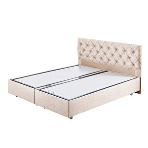 Eylül Çift Kişilik Baza Başlık İkili Set - Krem 140x190 cm