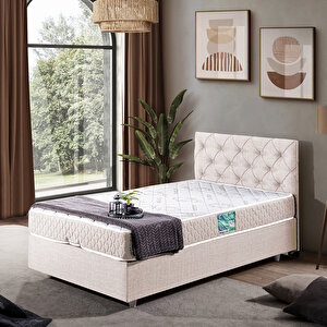 Eylül Tek Kişilik Baza Başlık Comfort Yatak Seti Krem 100x200 cm