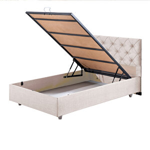 Eylül Tek Kişilik Baza Başlık Comfort Yatak Seti Krem 100x200 cm