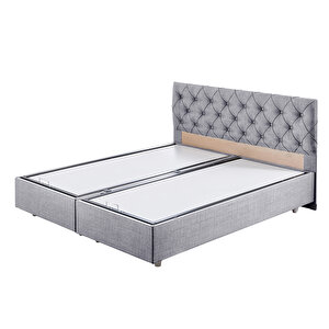 Eylül Çift Kişilik Baza Başlık İkili Set - Açık Gri 150x200 cm