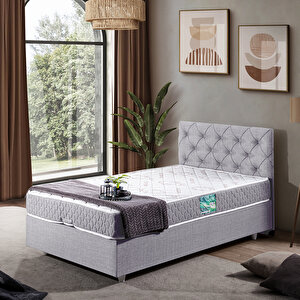 Eylül Tek Kişilik Baza Başlık Comfort Yatak Seti Açık Gri 100x200 cm