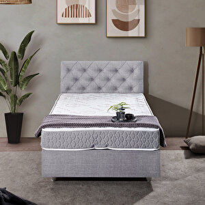 Eylül Tek Kişilik Baza Başlık Comfort Yatak Seti Açık Gri 100x200 cm