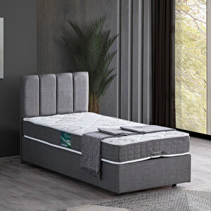 Defne Tek Kişilik Baza Başlık Comfort Yatak Seti Gri 120x200 cm