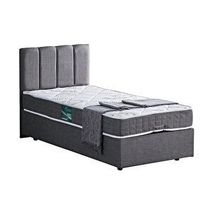 Defne Tek Kişilik Baza Başlık Comfort Yatak Seti Gri 120x200 cm