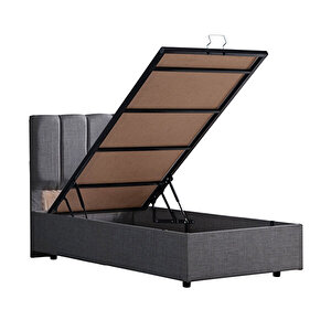 Defne Tek Kişilik Baza Başlık Comfort Yatak Seti Gri 120x200 cm