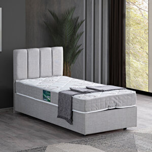 Defne Tek Kişilik Baza Başlık Comfort Yatak Seti Açık Gri 90x200 cm